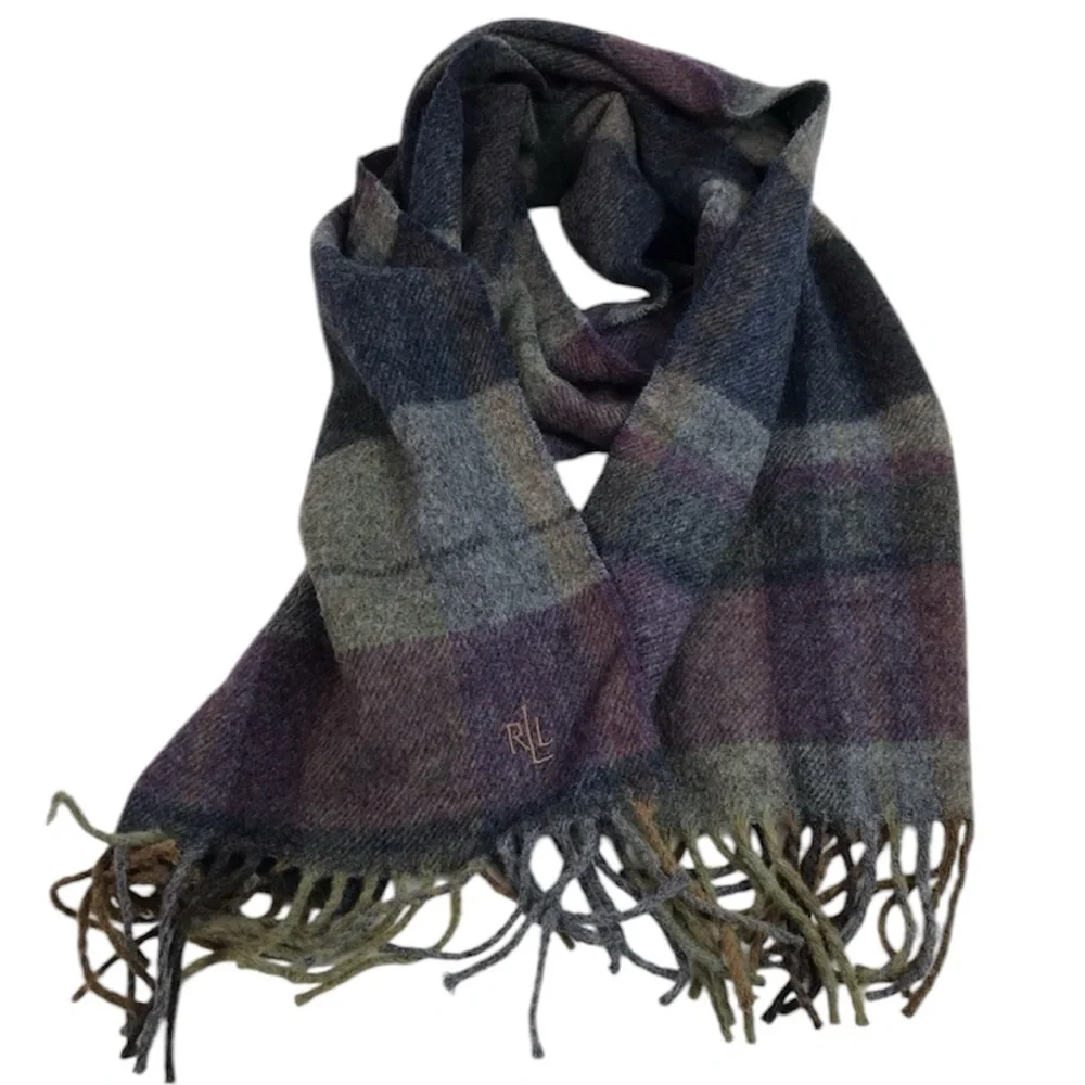 Lauren Ralph Lauren‎ 100% Lambswool Fringe Scarf 50” x 10.75”